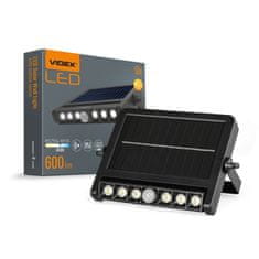 VIDEX LED solarni reflektor 600lm 5000K IP54 180° s senzorjem gibanja do 12m