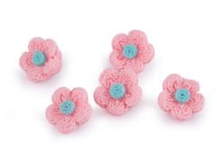 Gumb 3D imitacija cvetja kvačkanje velikosti 28" - roza (5 kosov)
