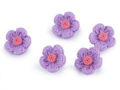 Gumb 3D imitacija rože kvačkanje velikosti 28" - vijolična (25 kosov)