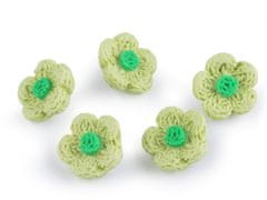 Gumb 3D imitacija cvetja kvačkanje velikosti 28" - svetlo zelena (25 kosov)