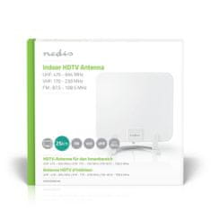 Nedis Notranja HDTV antena | Aktivno | FM/UHF/VHF | Domet sprejema: 0-25 km | LTE700 | Dobiček: 30 dB | ABS | Bela 