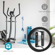 Nedis Športi na prostem SmartLife | Vrv za skakanje | Bluetooth | Dvojni Hallov senzor | LED zaslon | PVC | 3,00 m | Brezžične žoge / torba z vrvico | Črna 