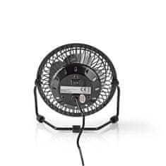 Nedis Namizni ventilator | USB napajanje | Premer: 100 mm | 3 W | 1-stopenjski | Črna 