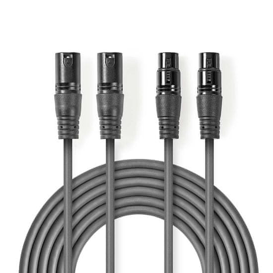 Nedis Uravnotežen zvočni kabel | 2x XLR 3-polni moški | 2x XLR 3-pin ženski | Ponikljano | 0,50 m | Okrogla | PVC | Temno siva | Kartonski ovoj