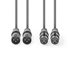 Nedis Uravnotežen zvočni kabel | 2x XLR 3-polni moški | 2x XLR 3-pin ženski | Ponikljano | 0,50 m | Okrogla | PVC | Temno siva | Kartonski ovoj 