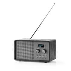 Nedis DAB+ radio | Oblikovanje mize | DAB+ / FM | 1,3" | Črno bel zaslon | Napajanje iz baterije / USB napajanje | Digitalno | 4,5 W | Bluetooth | Budilka | Časovnik za izklop | Črna 