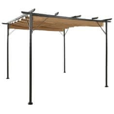 Vidaxl Pergola z zložljivo streho taupe 3x3 m jeklo 180 g/m²