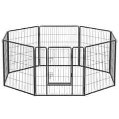 shumee 8 panelna ograja PET, železna kletka za pse, težka ograja za hišne ljubljenčke, ograja za kužke, zložljiva in prenosna, 77 x 80 cm, siva ppk88g