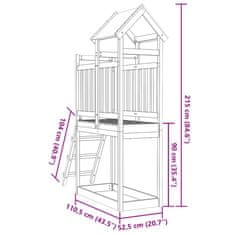 Vidaxl Igralni stolp z lestvijo 110,5x52,5x215 cm trden douglas les