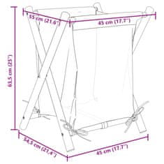 Vidaxl Košara za perilo krem bela 45x55x63,5 cm bambus