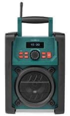 Nedis Digitalni delovni radio / namizni/ moč 15W/ DAB+/ FM/ Bluetooth/ IP65/ baterija/ omrežje/ črna/ zelena
