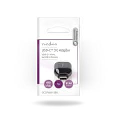 Nedis USB-C adapter | USB 3.2 Gen 1 | USB-C moški | USB-A ženski | Okrogla | Ponikljano | Črna | Polybag 