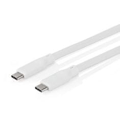 Nedis USB kabel | USB 3.2 Gen 2 | USB-C Hane | USB-C Hane | 240 W | 8K@30Hz | 20 Gbps | ponikljana | 1,00 m | Okrogla | Silikon | Vit | Låda 