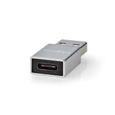 Nedis USB-A adapter | USB 3.2 Gen 1 | USB-A moški | USB-C ženski | 5 Gbps | Okrogla | Ponikljano | Srebro | Zaklepanje 