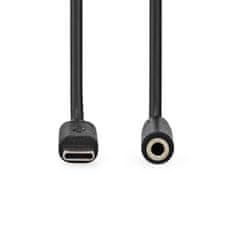 Nedis USB-C adapter | USB 2.0 | USB-C moški | 3,5 mm ženski | 1,00 m | Okrogla | Ponikljano | PVC | Črna | Oznaka 