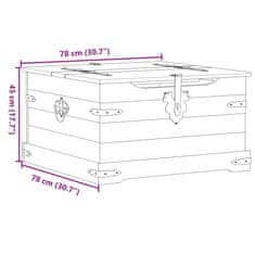 Vidaxl Škatla za shranjevanje Corona 78x78x45 cm trdna borovina