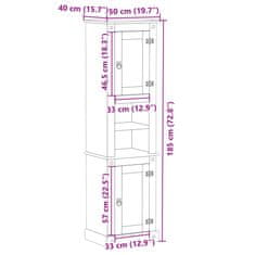 Vidaxl Kopalniška omarica Corona 50x40x185 cm trdna borovina
