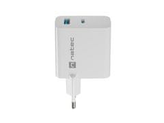 Natec Univerzalni polnilec USB RIBERA GaN 1X USB-A + 1X USB-C 65W, bel