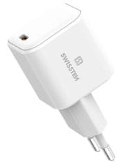 SWISSTEN omrežni adapter GaN 1x USB-C 45W PD Bela