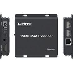 PremiumCord HDMI KVM podaljšek do 150 m z enim kablom Cat5e/Cat6, FULL HD 1080p