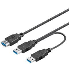 PremiumCord USB Y kabel A/Male + A/Male + A/Female