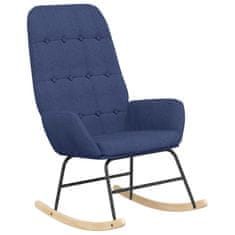 Vidaxl Gugalni stol s stolčkom za noge modro blago