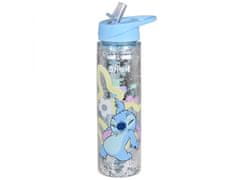 Disney Stitch Disney Plastična steklenica/bidon s slamico, prozorna z bleščicami 550ml