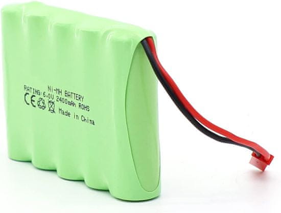 YUNIQUE GREEN-CLEAN RC baterija 6V 2400mAh, polnilna baterija Ni-MH AA z JST vtičem za RC avto, RC čoln, RC tank, električna orodja | Dimenzije 52x72x15 mm