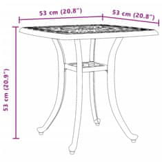 Vidaxl Vrtna miza bela 53x53x53 cm liti aluminij