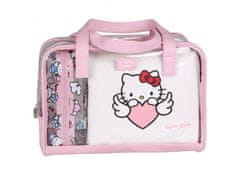 HELLO KITTY Pozdravljena Kitty Roza-beli komplet potovalnih kozmetičnih torbic na zadrgo, 3 kos. 