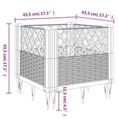 Vidaxl Cvetlično korito z zatiči črno 43,5x43,5x43,5 cm PP