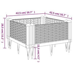 Vidaxl Cvetlično korito z zatiči belo 42,5x42,5x28,5 cm PP