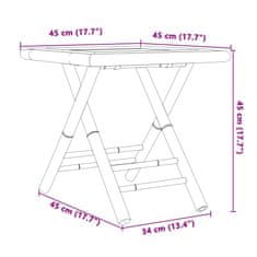 Vidaxl Zložljiva vrtna miza 45x45x45 cm bambus