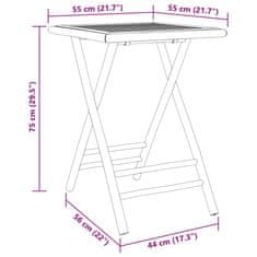 Vidaxl Zložljiva vrtna miza 55x55x75 cm bambus