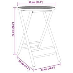 Vidaxl Zložljiva vrtna miza Ø55x75 cm bambus