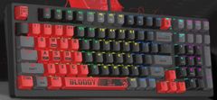 A4Tech Bloody S98 športna mehanska gaming tipkovnica, RGB osvetlitev, rdeče stikalo, USB, CZ, črna/rdeča