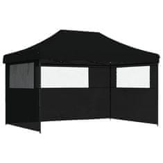 Vidaxl Zložljivi pop-up šotor za zabave 3 stranice črn