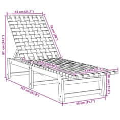 Vidaxl Ležalnik temno moder trden akacijev les in tkanina