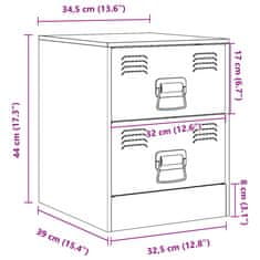 Vidaxl Nočna omarica 2 kosa antracit 34,5x39x44 cm jeklo