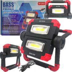 Bass Polska Prenosni akumulatorski gradbeni dvojni reflektor LED COB 40W 7000mAh USB