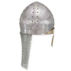 Vidaxl Križarska viteška čelada starinska kopija LARP srebrno jeklo