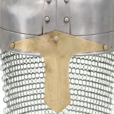 Vidaxl Križarska viteška čelada starinska kopija LARP srebrno jeklo