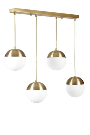 Opviq Chandelier, Küre 4 Lü Sıralı Eskitme Beyaz Camlı Sarkıt