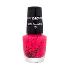 Dermacol Neon neon lak za nohte s črnimi pikicami 5 ml Odtenek 46 poppy pink