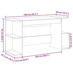 Vidaxl Pisalna miza siva sonoma 140x50x75 cm inženirski les