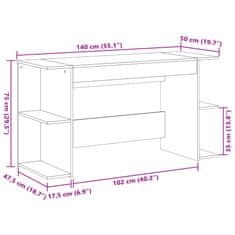 Vidaxl Pisalna miza sonoma hrast 140x50x75 cm inženirski les