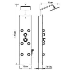 Vidaxl Panelna enota za tuš steklo 25x47,5x130 cm črna