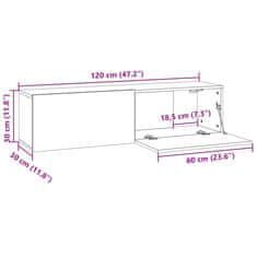 Vidaxl Stenska TV omarica siva sonoma 120x30x30 cm konstruiran les