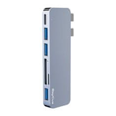 Thunderplugs RayCue 6v2 vozlišče 2x USB-C na Thunderbolt 3 + 3x USB-A 3.0 5Gb/s + SD/TF 2.0 (siva)