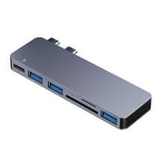 Thunderplugs RayCue 6v2 vozlišče 2x USB-C na Thunderbolt 3 + 3x USB-A 3.0 5Gb/s + SD/TF 2.0 (siva)